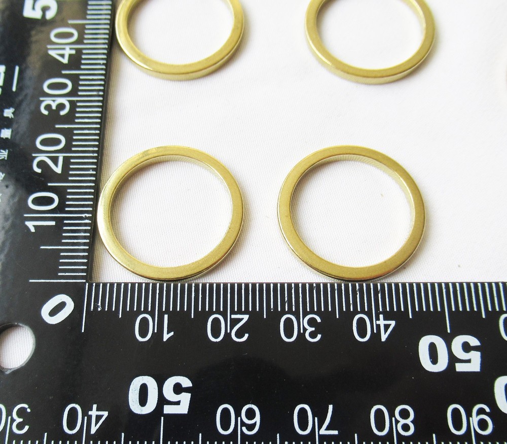 30pcs Solid Brass Ring 22x2x2mm Plain Flat Round Connector for Jewelry Making