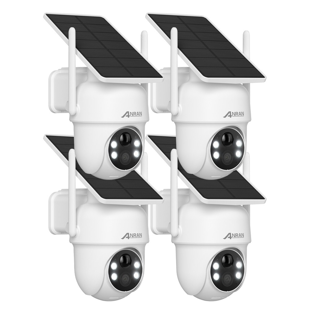 ANRAN 4 Pack Security Camera Wireless Outdoor 5MP 360° PTZ Camera Solar Powered