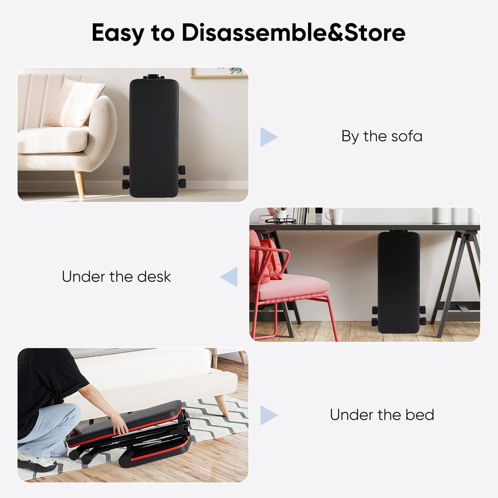 Foldable Home Gym Stool, Sit-Up Stool, Training Bench with Adjustable Back