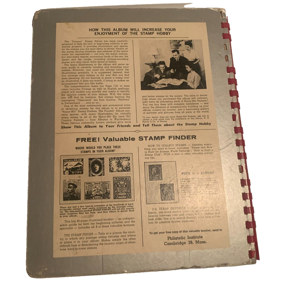 Pioneer Stamp Collecting Book With Stamps Copyright 1960 H. E. Harris