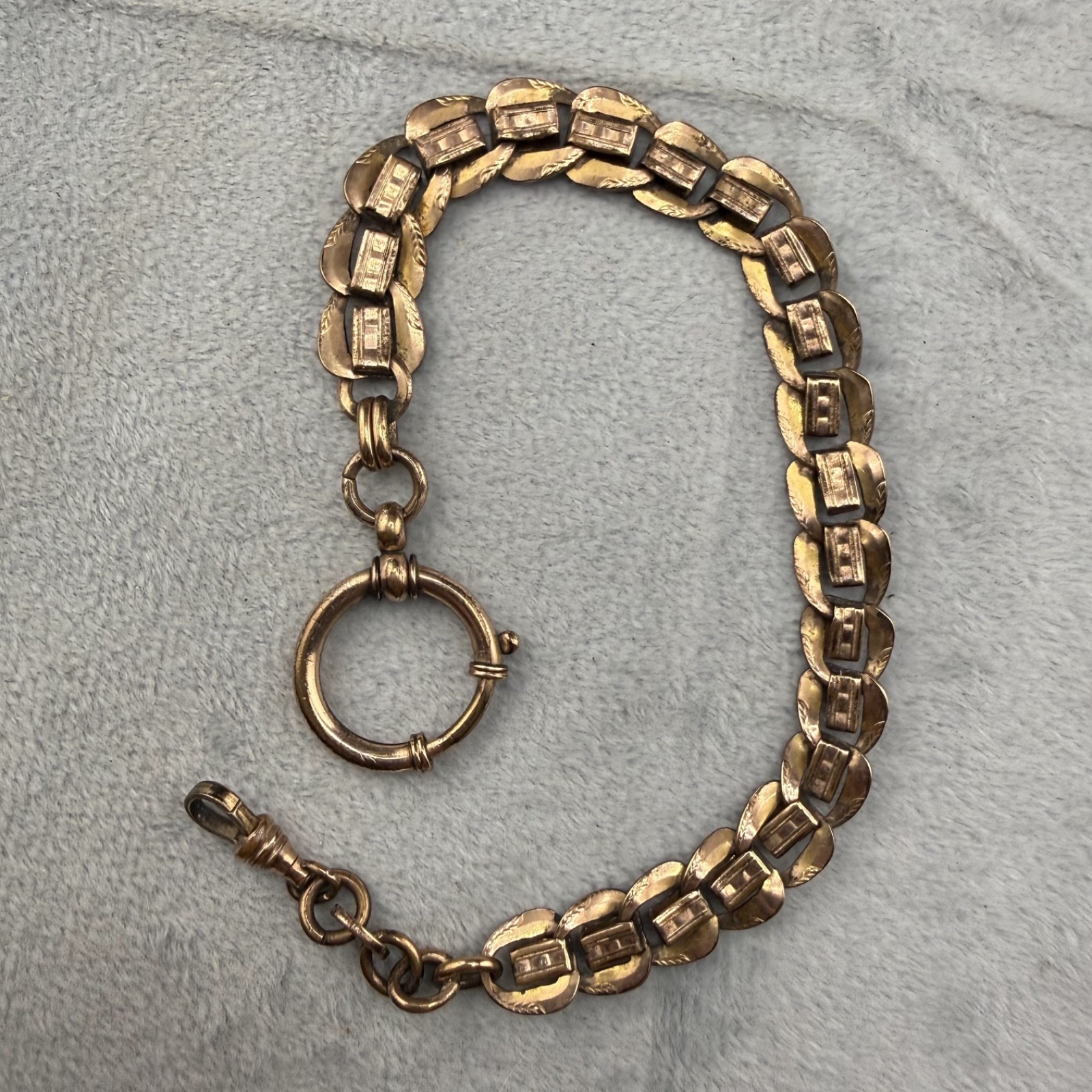 Antique KJ Kolmar Jourdan  Pocket Watch Chain Double Fancy Bar Filigree 9.5"