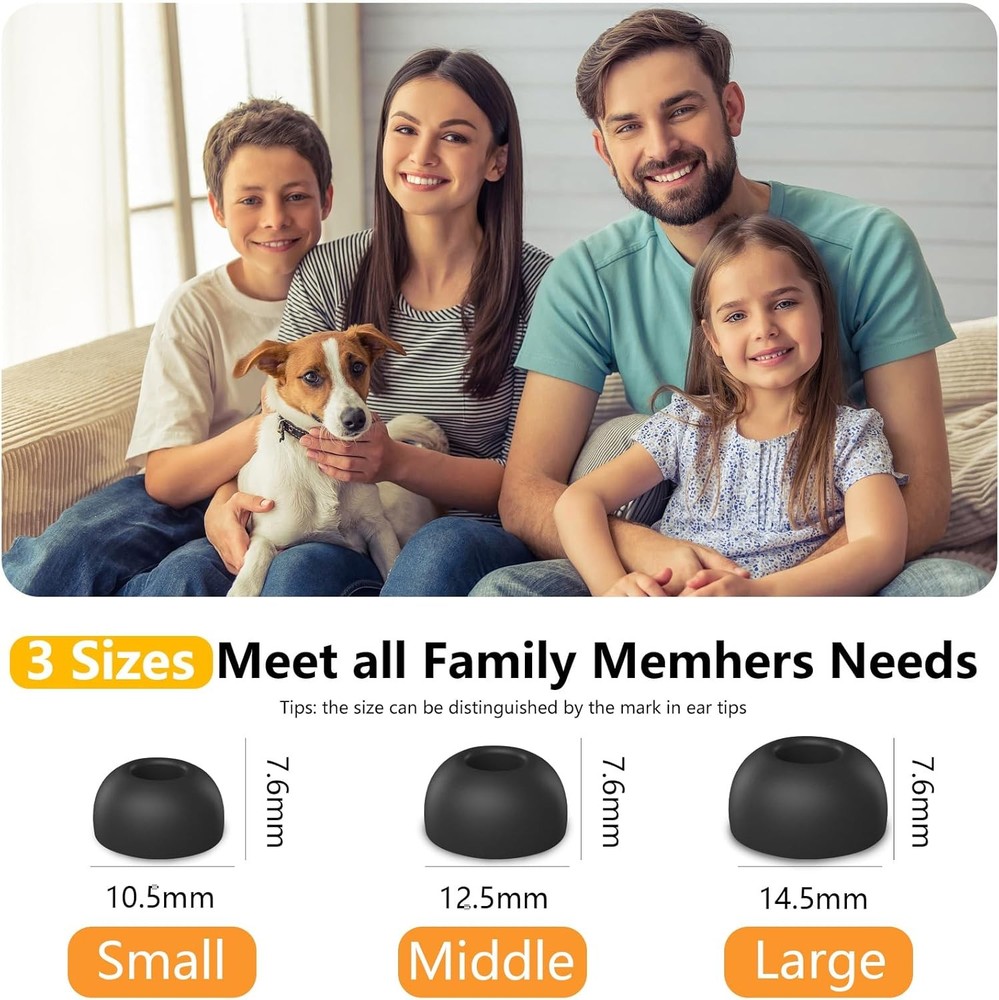 Memory Foam Replacement Ear Tips Compatible with AirPods Pro 3Pair Black