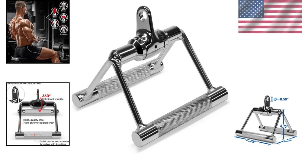 Heavy-Duty Double D Row Handle Cable Attachment for Ultimate Strength Training