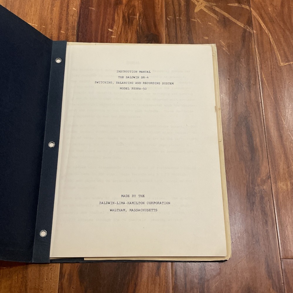 BLH PSBR-50 Devices SR-4 Switching, Balancing & Recording System Manual