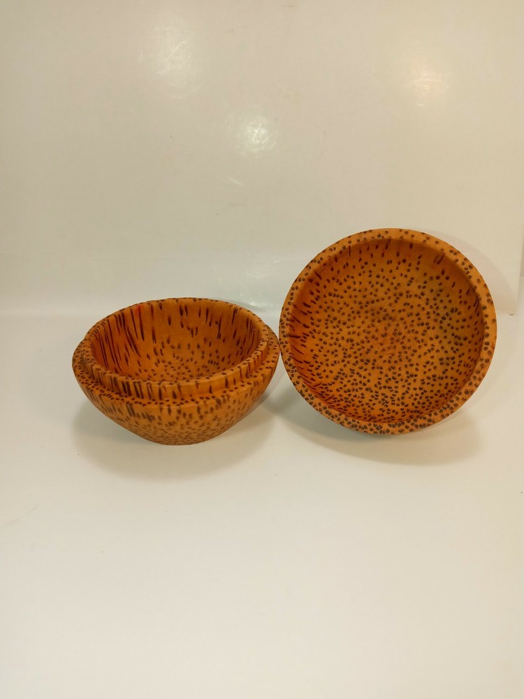 Bali Coconut Wood Round Trinket Box
