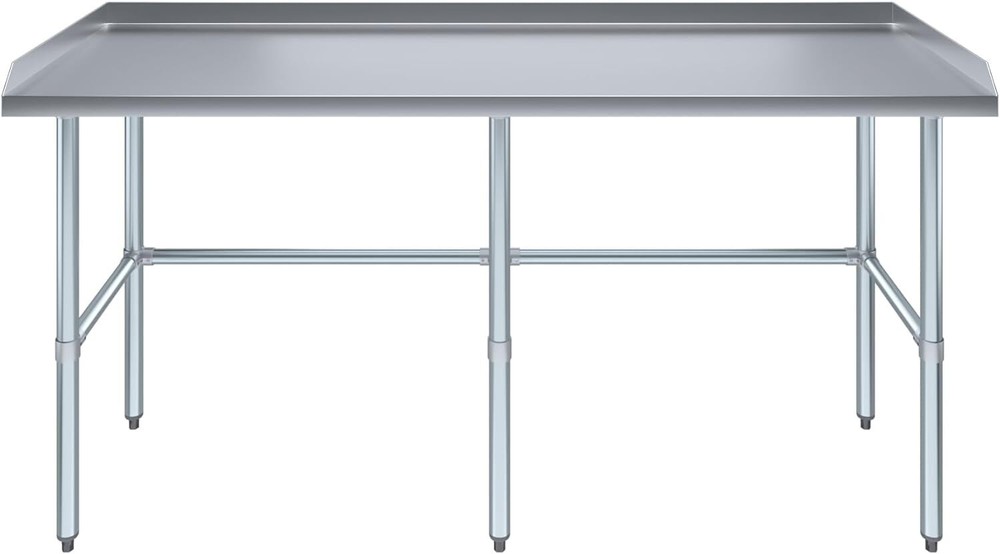 Commercial Stainless Steel Work Table Open Base with Backsplash and Side Guards