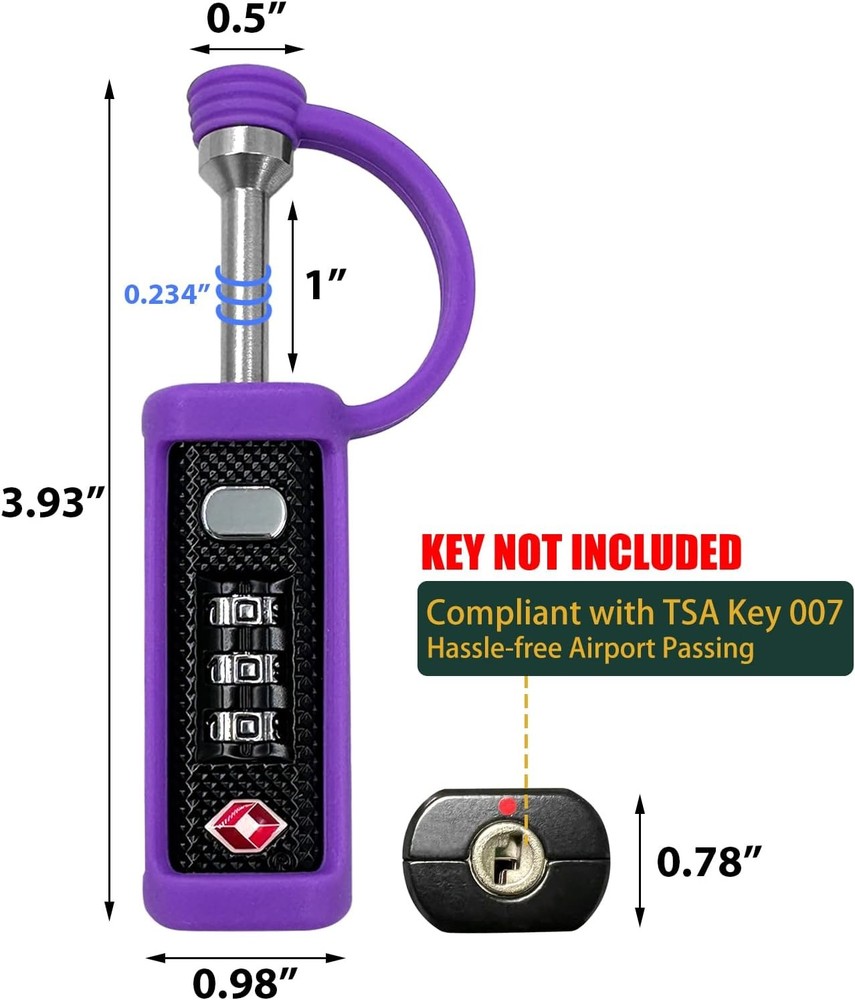 TSA Approved Firearm Travel Case Locks, Gun Purple-2 Pack, Pack