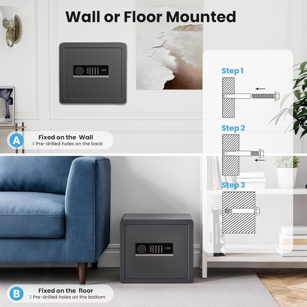 Fireproof Waterproof Safe Box with Digital Keypad & Adjustable Shelf, 1.4 Cu Ft