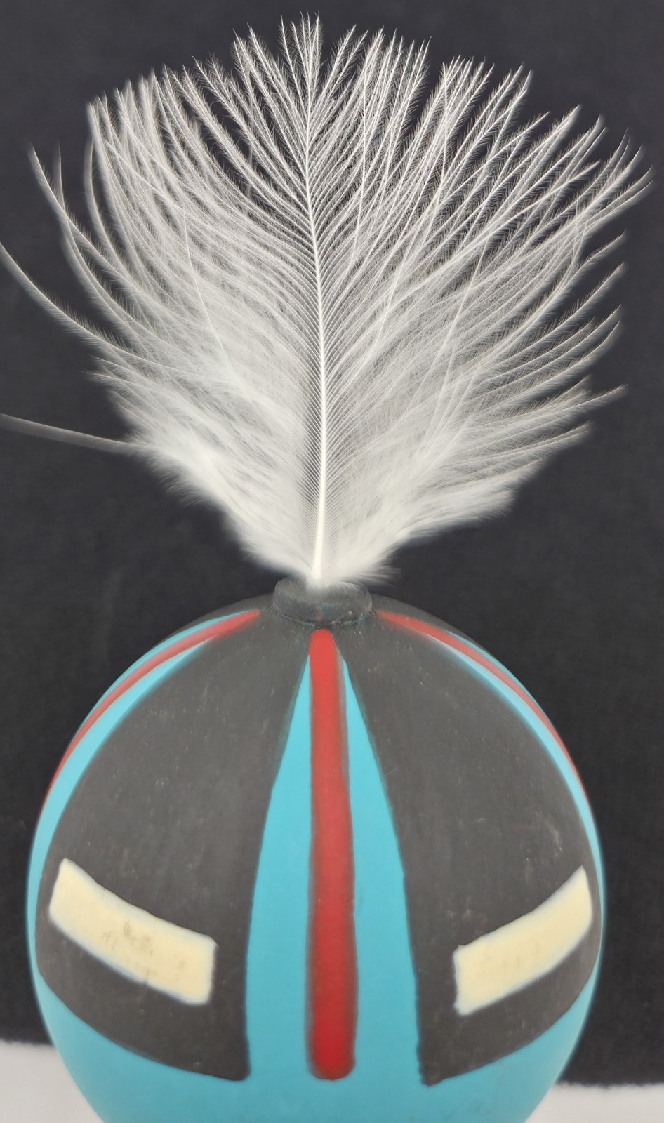 Hopi Kachina Ceremonial Spiritual Rattle Native American Indian Feather Folk Art