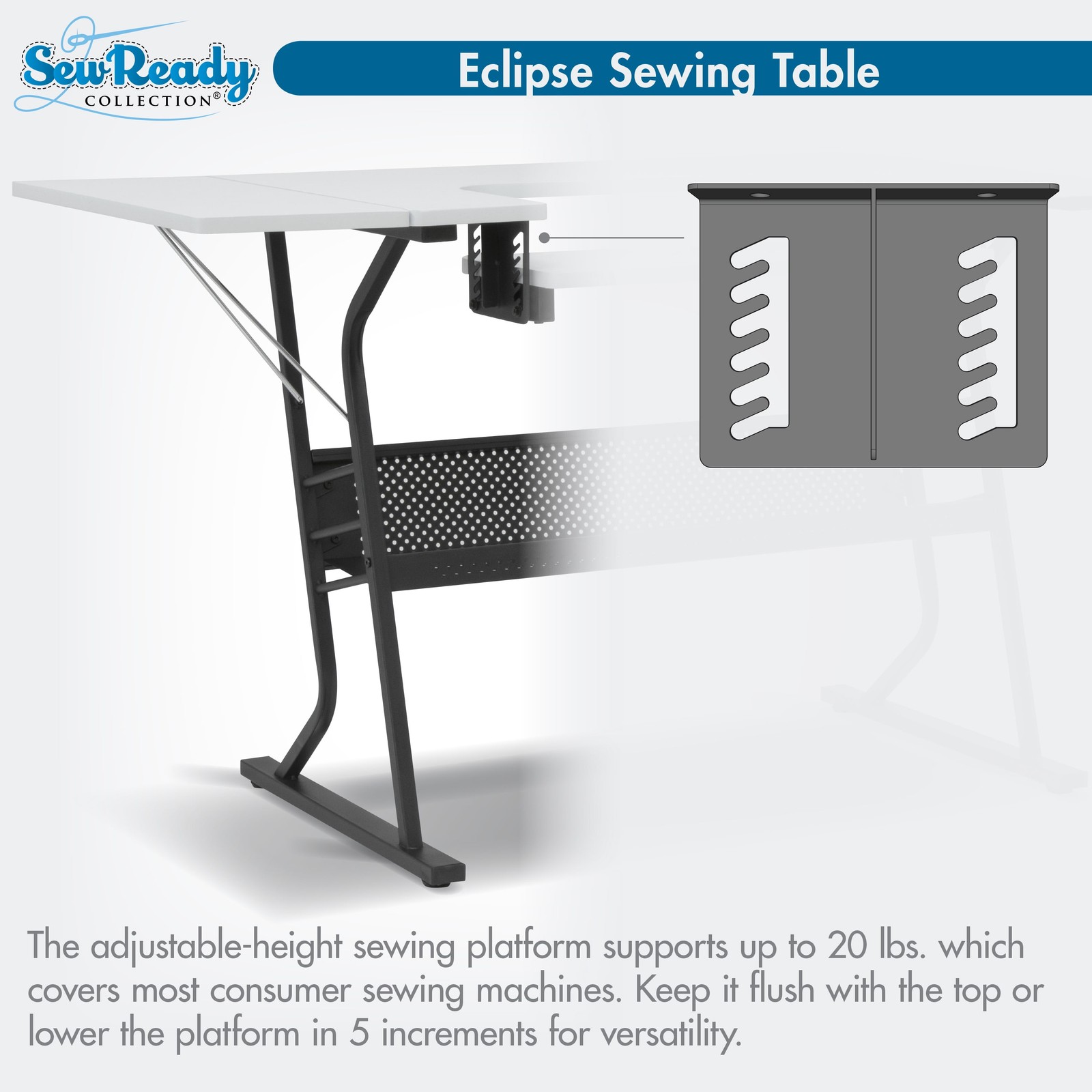 Eclipse Sewing and Craft Table in Black / White