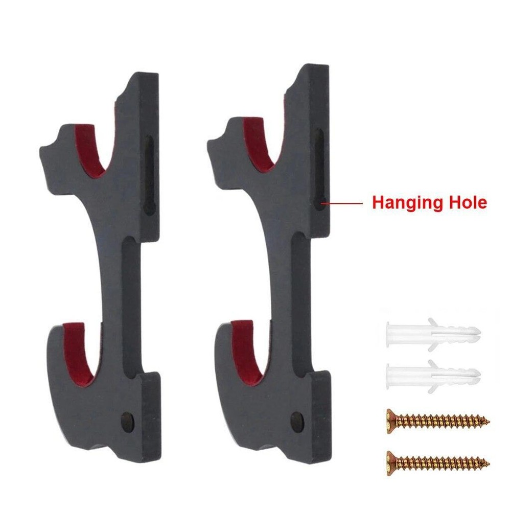 2-Tier Wall Mount Katana Display Holder Samurai Stand Rack Adjustable Wood Hook