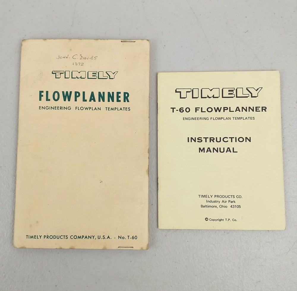Timely Flowplanner Engineering Templates No. 60 & Instructions Vintage Desk Prop