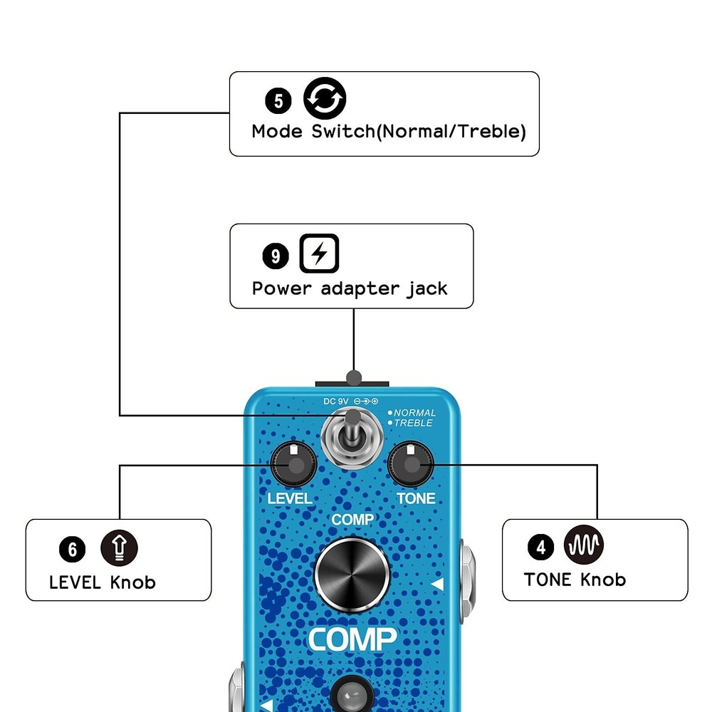VSN Guitar Compressor Pedal for Analog Compression Effect Pedal Ultimate Comp...