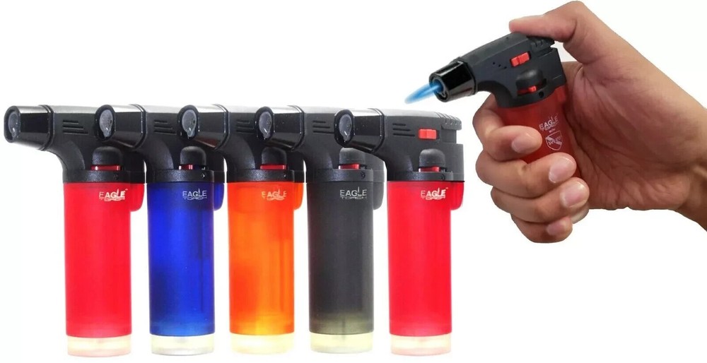 5 Pack Eagle Butane Torch Lighter Gun Windproof Adjustable Jet Flame Refillable