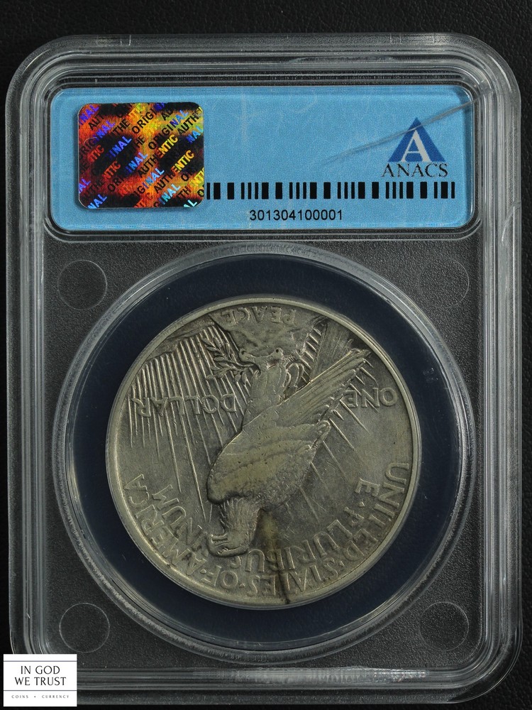 1921 High Relief Peace Dollar $1 CRACKED PLANCHET MINT ERROR ANACS Authentic