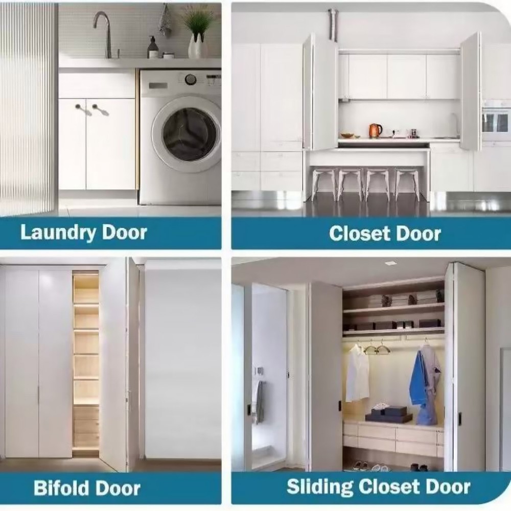Bi-Fold Closet Door Hardware Kit with Spring Loaded Pivots and Roller Guide