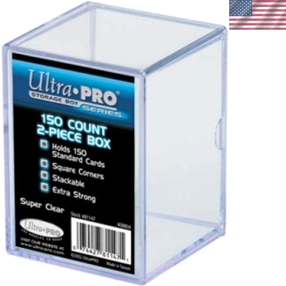 Heavy-Duty Clear Acrylic Card Storage Box Set - 150 Cards Capacity, Stackable