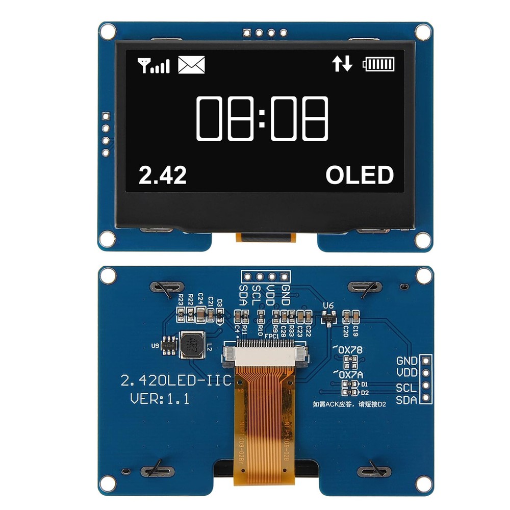 2 PCS 2.4 Inch 128x64 OLED LCD Display Module SSD1309 IIC I2C Serial Interface