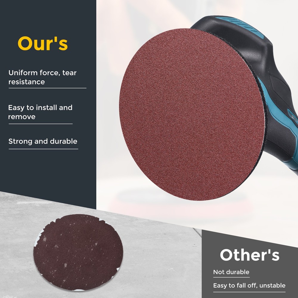 5 Pcs 9 Inch Sanding Disc 80 Grit Hook and Loop Sandpaper