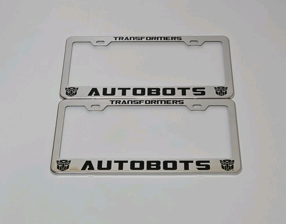 2 pcs -Transformers Autobots- Silver License Plate Frame