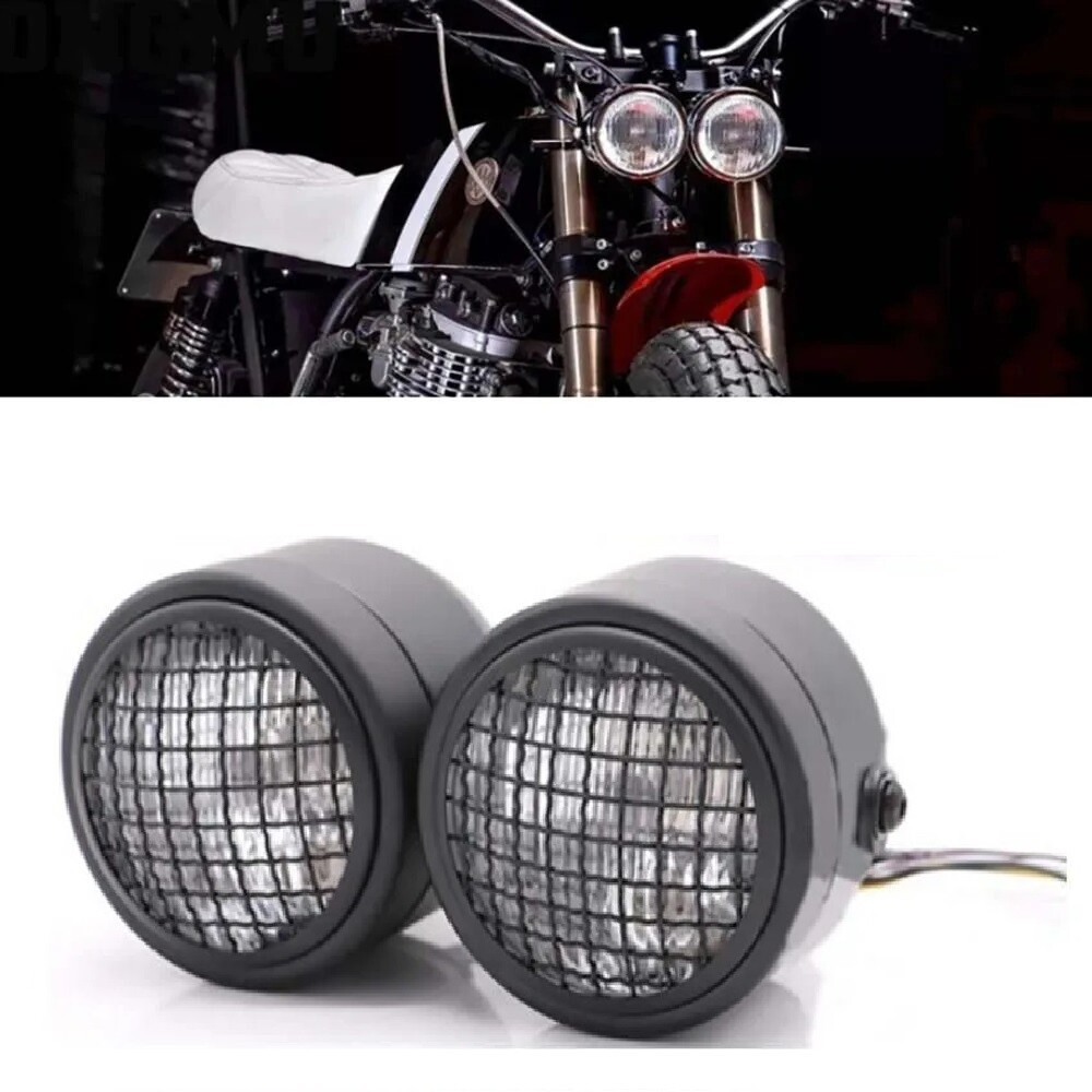2PCS Black Modified Front Headlight Suitable FIt for Harley Headlight Light Bulb