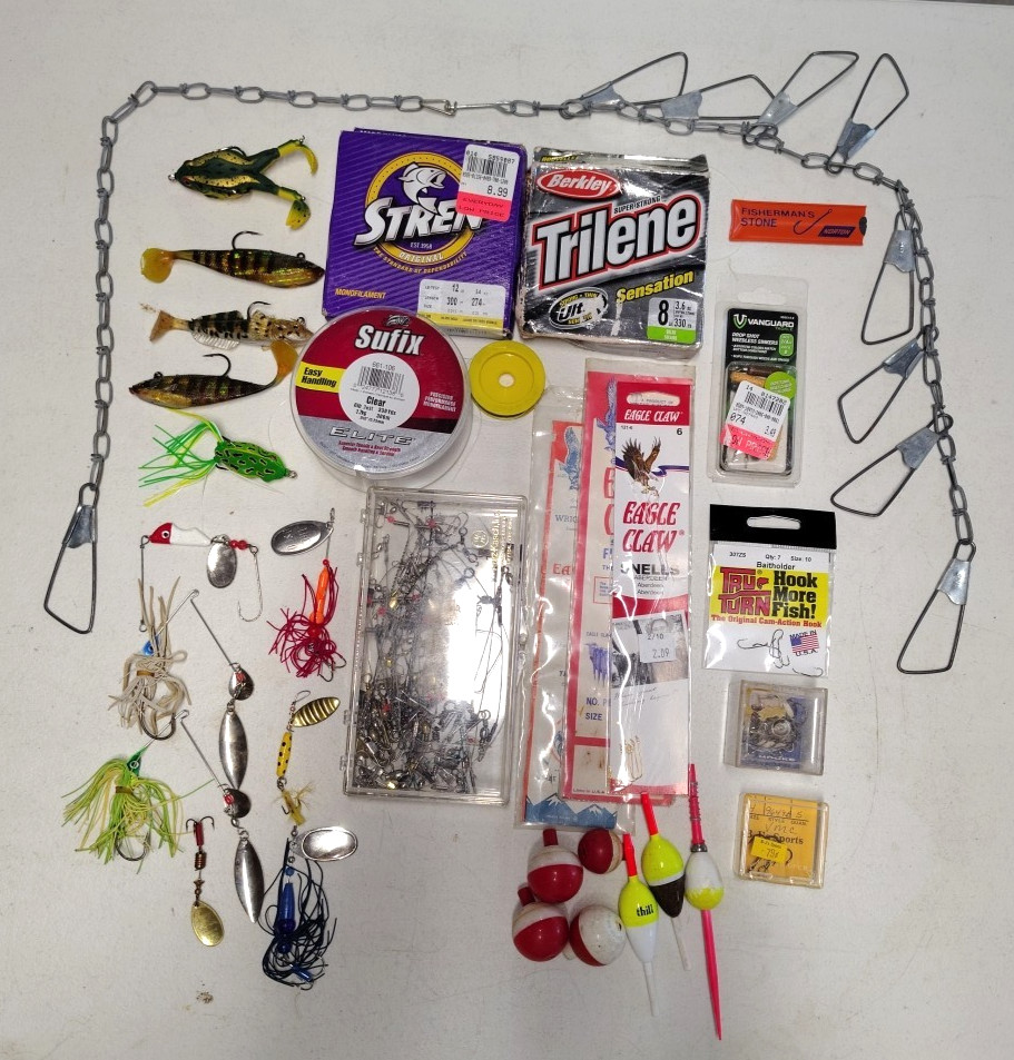 Fishing Supply Lot - Spinners, Line, Hooks, Bobbers, & More, New & Used (#2)