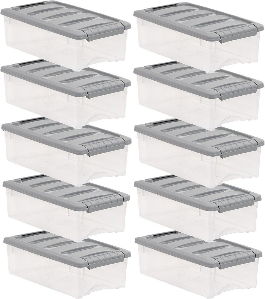Plastic Storage Containers W/ Secure Latching Lids Stackable Organization Bin