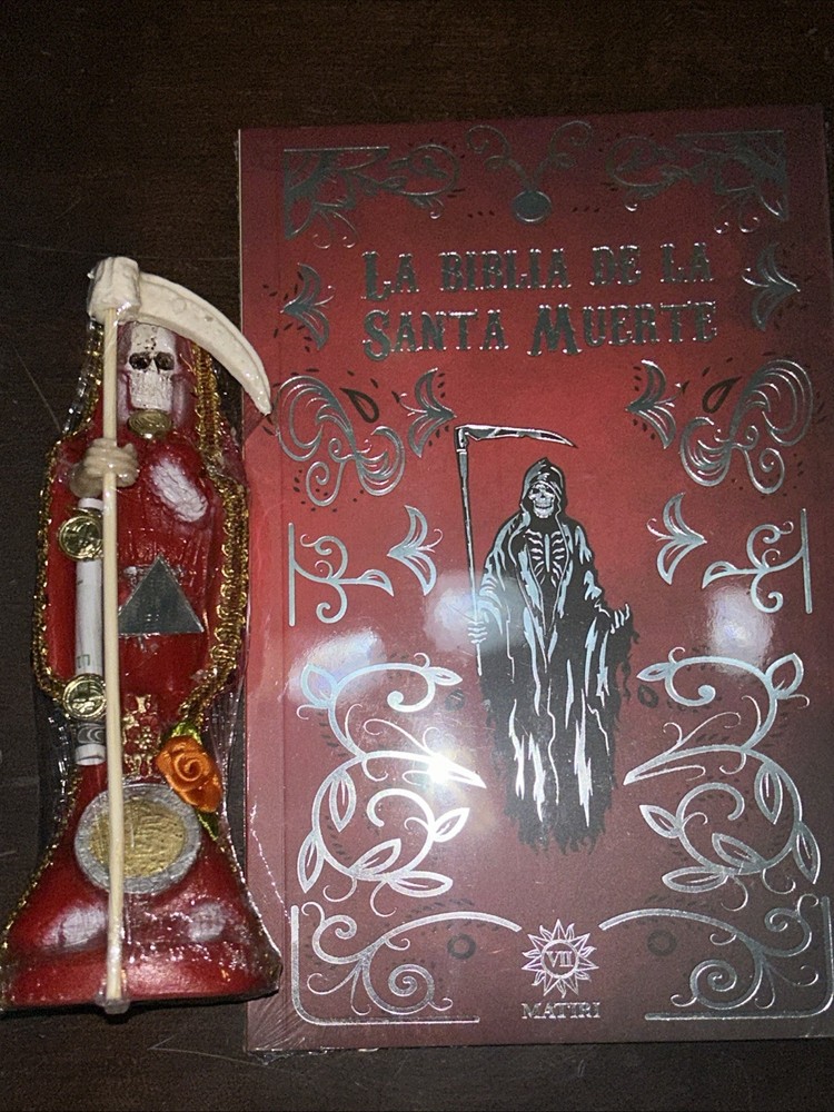 Santa Muerte Statue Red 6in With Book