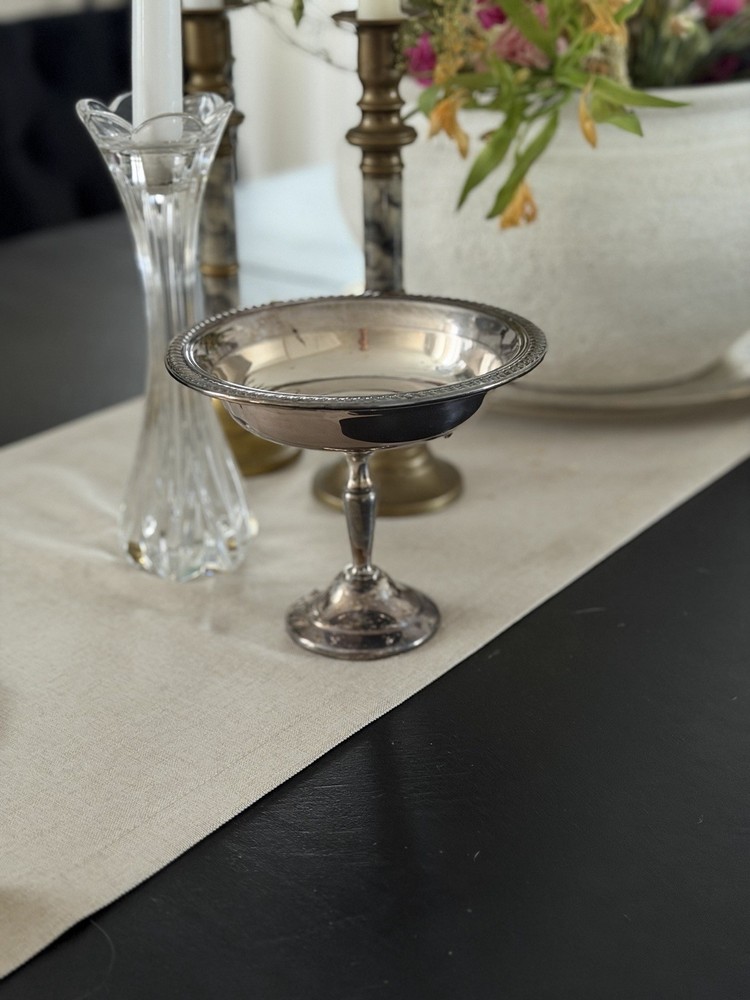 Silverplate Pedestal Bowl with Decorative Rim, Post-1940