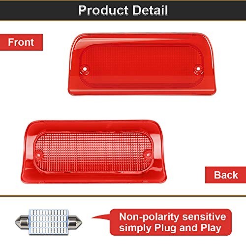 3rd Third Brake Light Lens Compatible with 1994-2003 Extended Cab Only Red