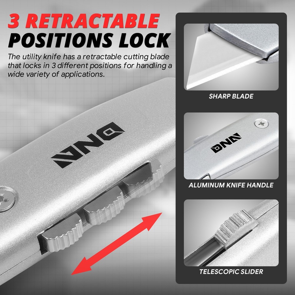 10X Lock Foldable Retractable Blade Utility Knife Back Box Solid Die Cast Cutter