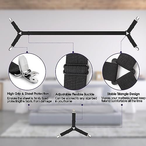 Bed Sheet Straps,6 PCS Secure and Fitted Sheet Straps for Full Size