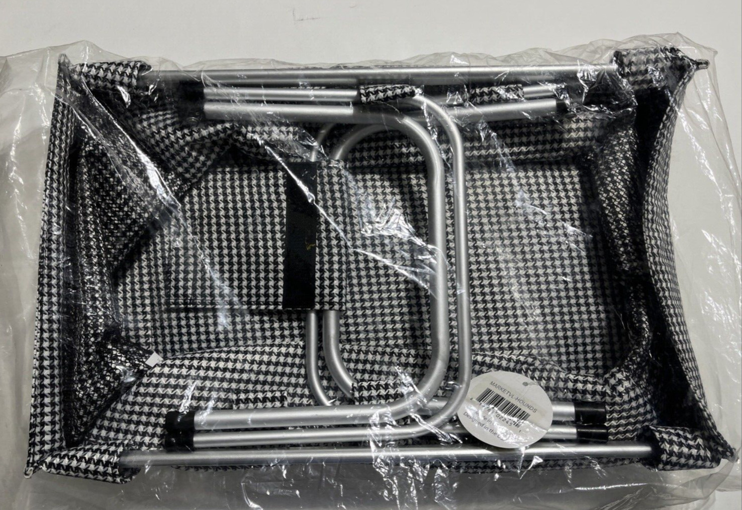 Viv and Lou Houndstooth Market Tote with Durable Removable Aluminum Frame NEW