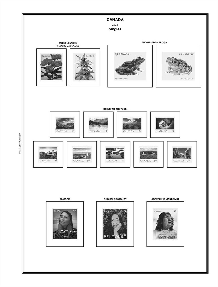 2024 Canada & Provinces Stamp Album Supplement Pages Harris Fit 2/3 Ring Binder