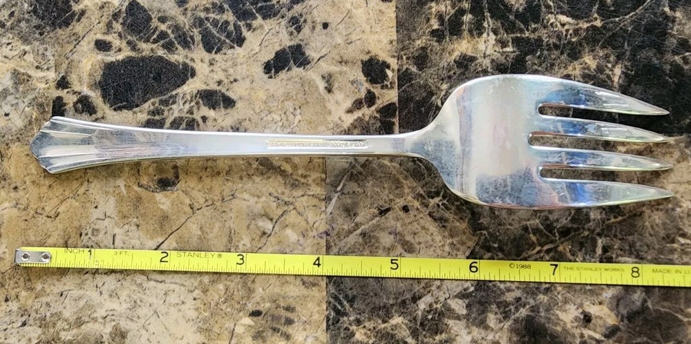 AMERICAN SILVER CO c1929- TALISMAN SILVERPLATED MEAT SERVING FORK 🍠 🥩