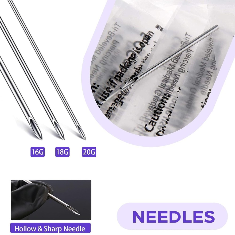 Ear Nose Piercing Kit 31pcs - Usiriy Needle Needles...