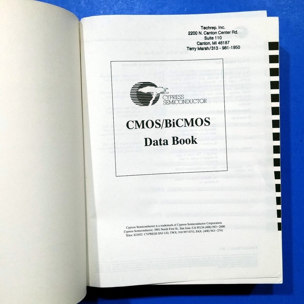 1992 Cypress Semiconductor Data Book CMOS BiCMOS Logic TTL ECL PLD FIFO Databook