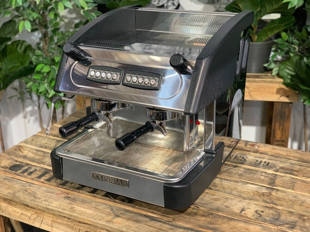 EXPOBAR ELEGANCE COMPACT 2 GROUP ESPRESSO COFFEE MACHINE STAINLESS & BLACK CART