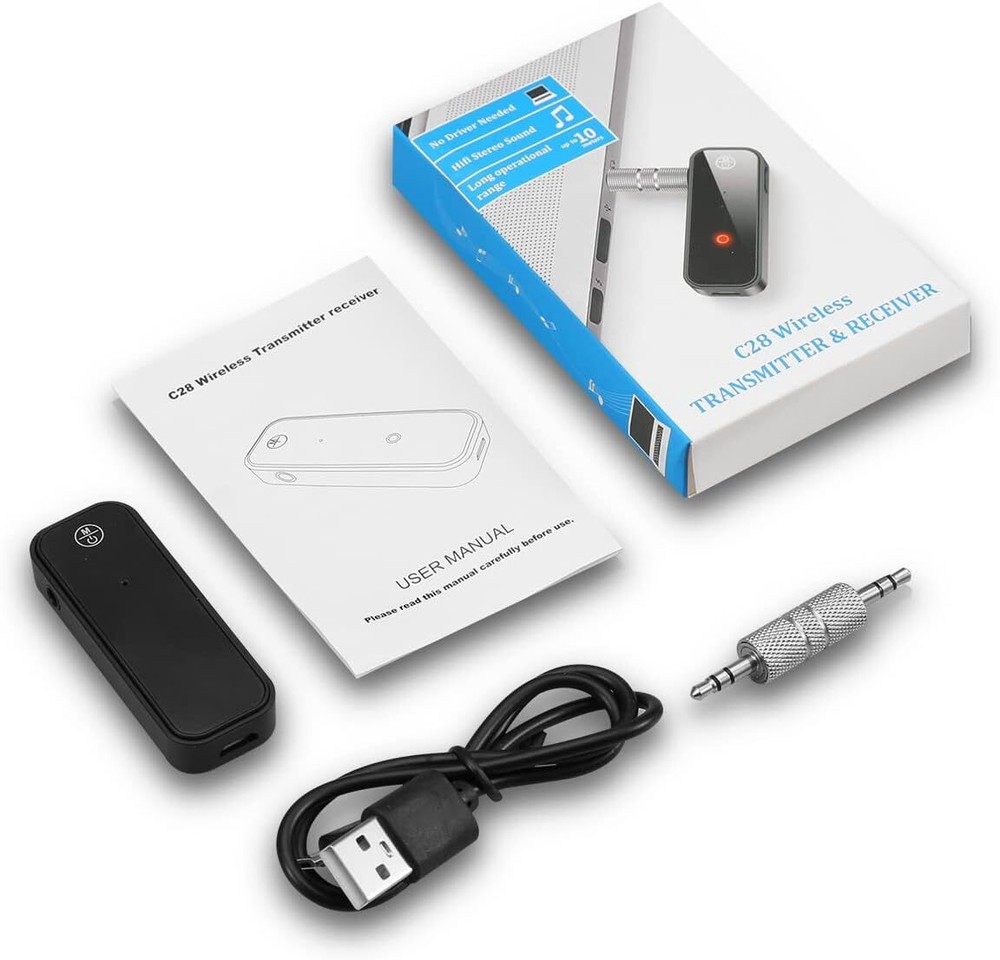 Bluetooth Aux Adapter for Car, Receiver 2 in 1 Black
