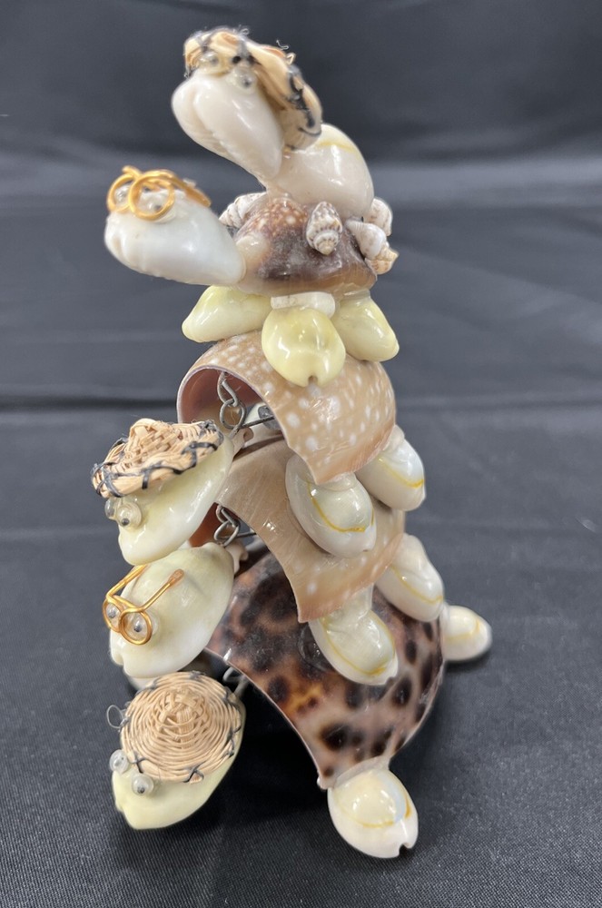 Kitschy Stacked Turtles Seashell Bobbing Bobble Head Nodder Figurine Beach