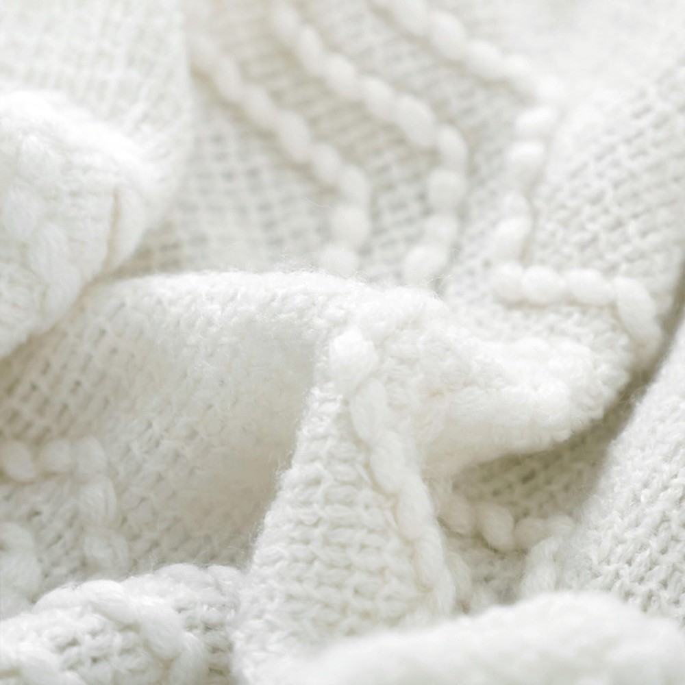 Off White Throw Blanket 50x60 Inches Throw Textured Solid Soft Sofa Couch Dec...