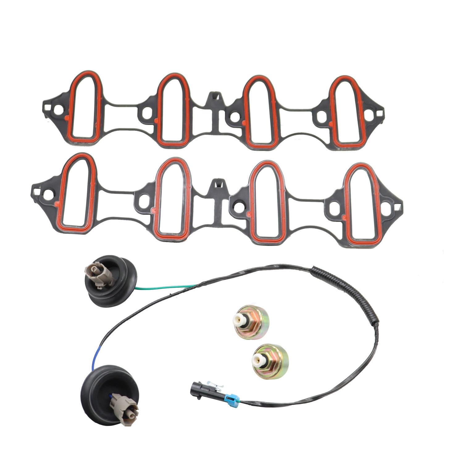 Knock Sensor With Harness Intake Manifold Gasket Set Kit For Chevrolet GM 5.3L