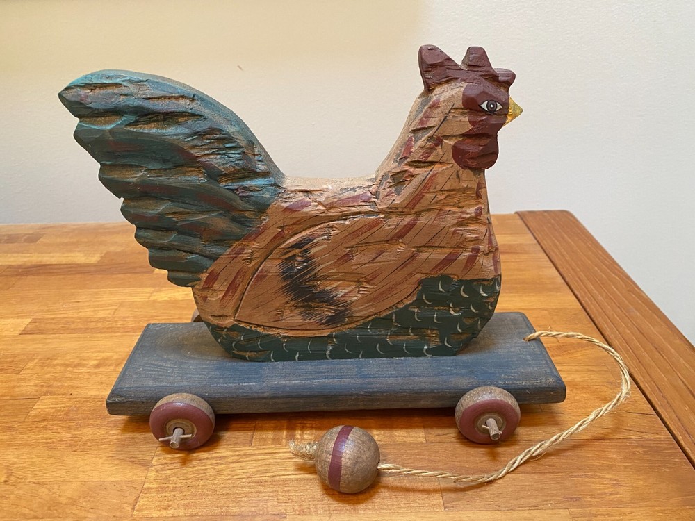 Vintage Wooden Chicken Pull Toy
