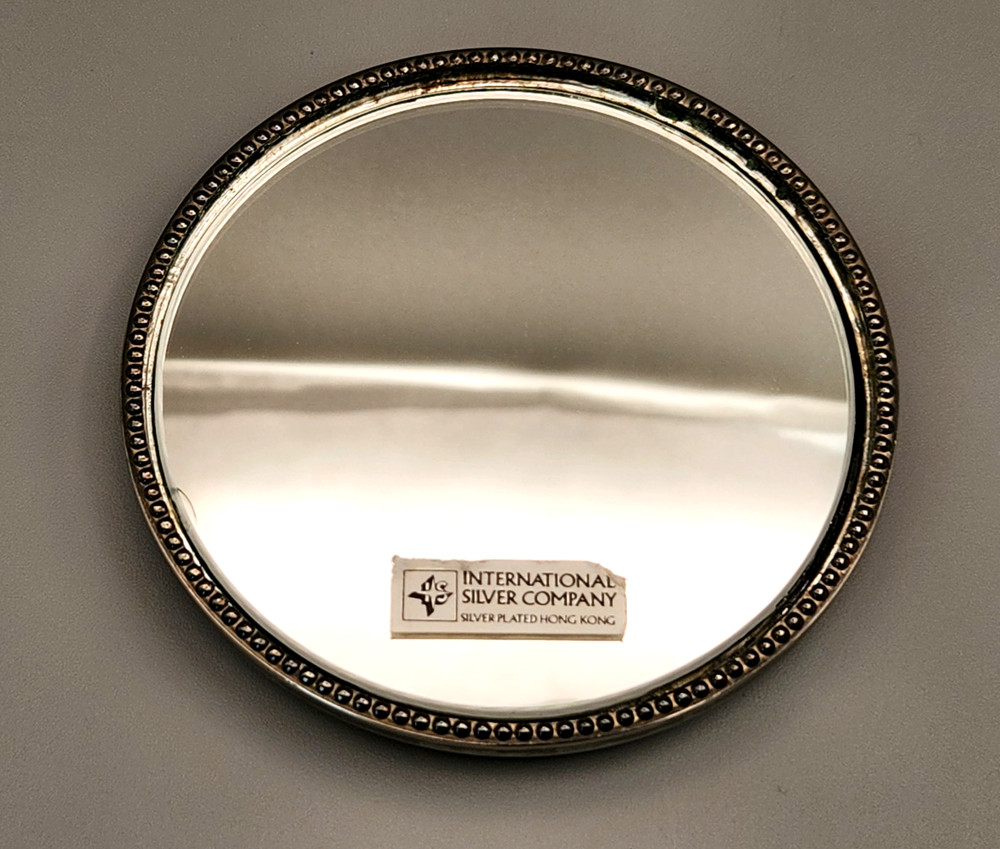 International Silver Hand Mirror Silverplate 3.5"