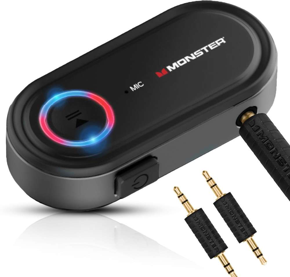 Monster Bluetooth Audio Receiver, Aux Bluetooth Adapter with 3.5Mm Jack, Hands-F