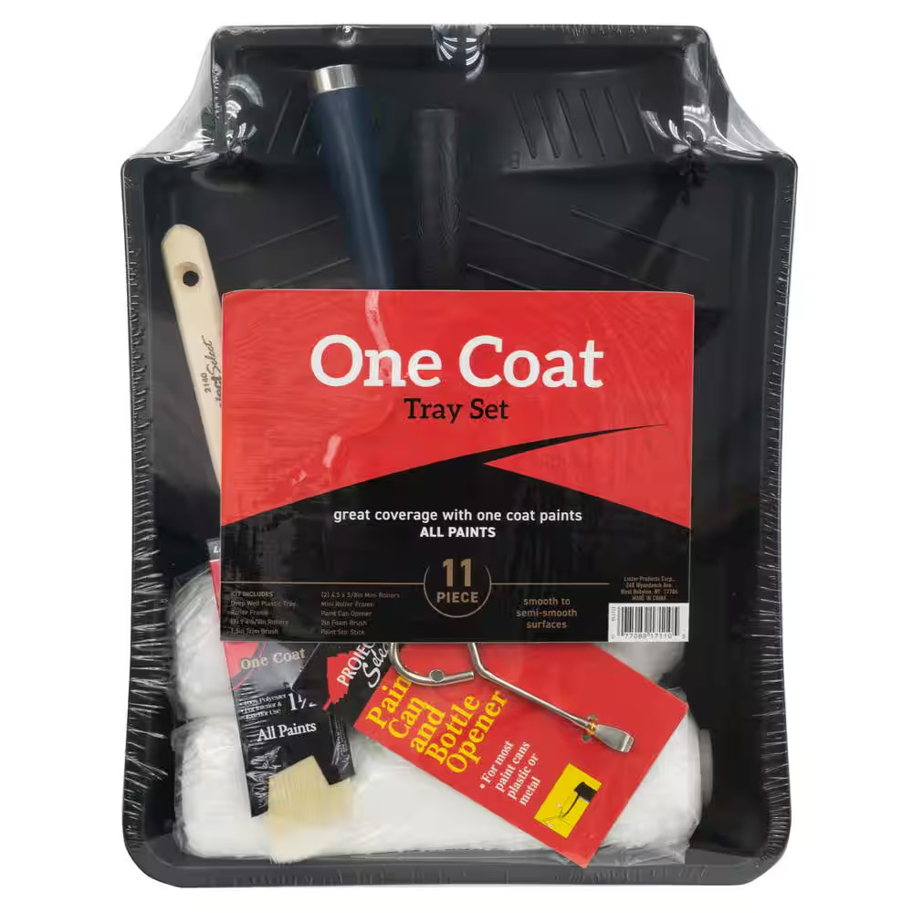 One Coat 11-Piece Microfiber Plastic Handled Paint Tray Set