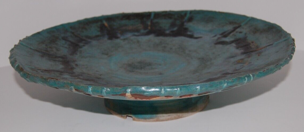 Antique Handmade Ceramic Pottery Blue Art Signed