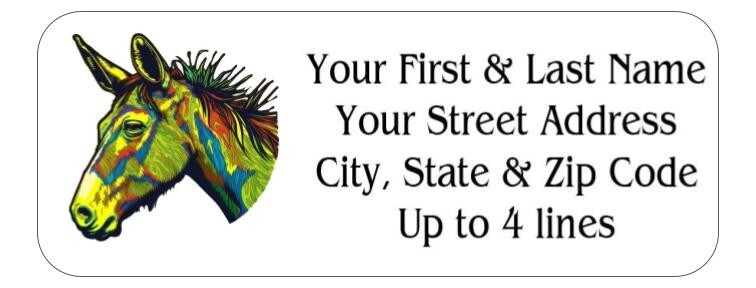150 Donkey Trippy Psychedelic  Mailing Return Address Labels Personalized