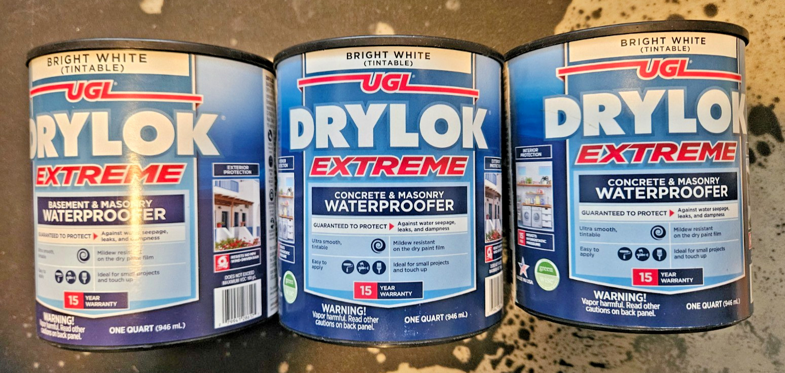 Drylok Extreme Bright White Latex Masonry Waterproof Sealer Qt 3 Pack