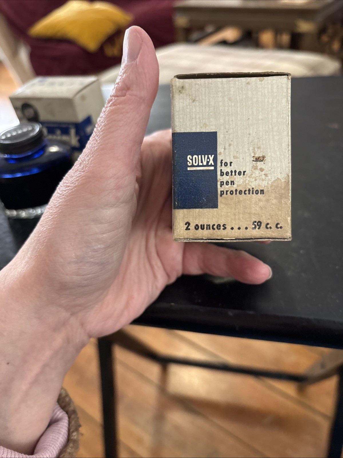 2 Parker Quink Vintage Blue Black & Royal Blue Fountain Pen Ink NOS Full New 50s